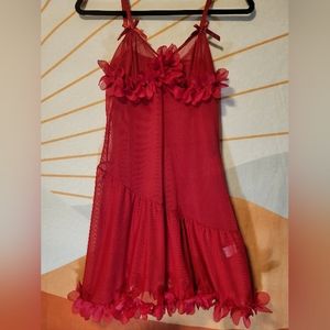 Red, sheer, floral lingerie